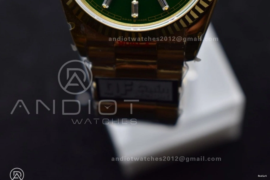 DayDate Steel YG 904L President Edition (Gain V5 on Stick with Green Bracelet Weight) Diamond vr3255 Best 36 QF Dial 0323